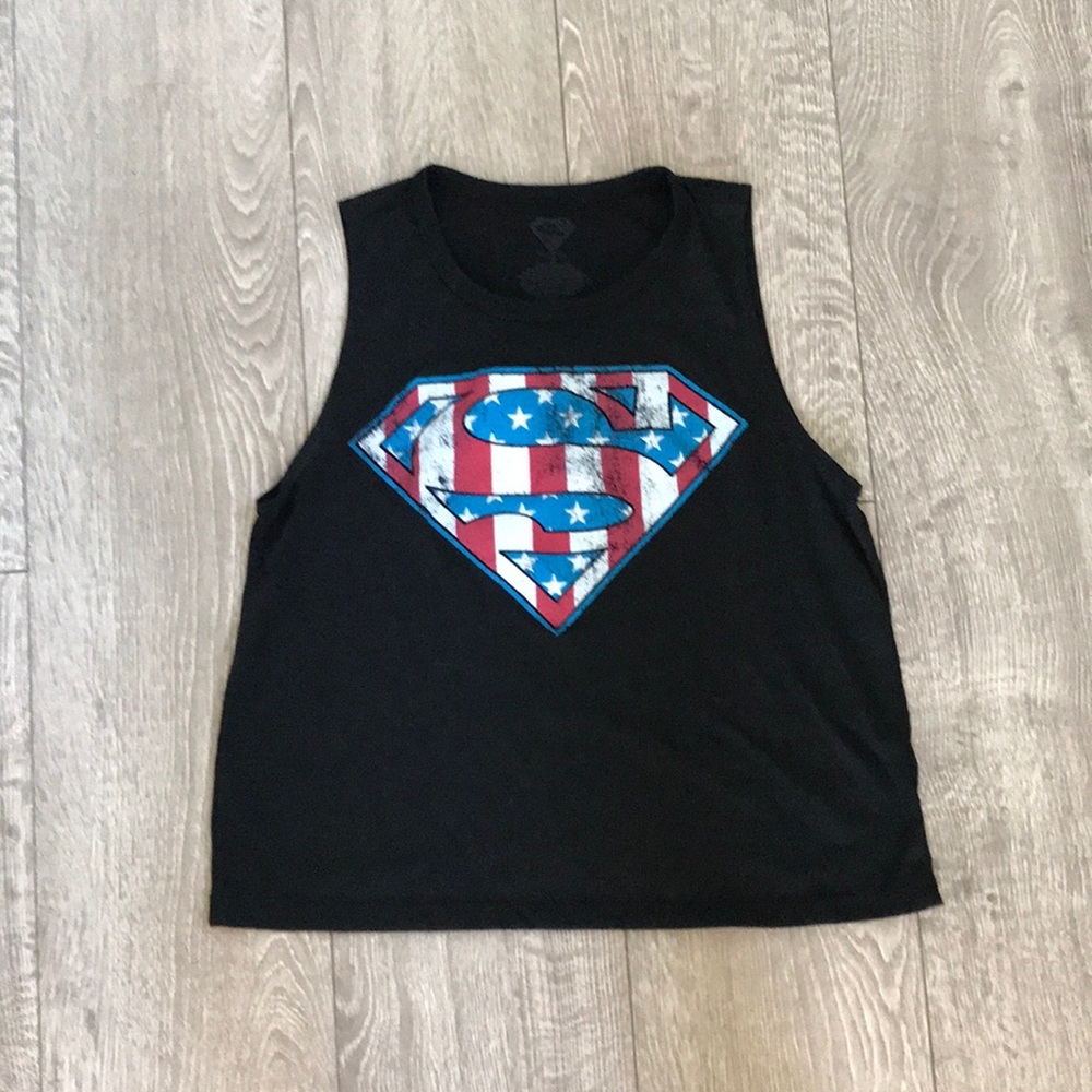 Black cropped Superman tank
